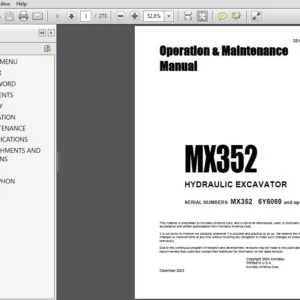 KOMATSU MX352 HYDRAULIC EXCAVATOR Operation & Maintenance Manual (SN:6Y6069 and up) KOMATSU MX352 - PDF DOWNLOAD