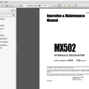 KOMATSU MX502 HYDRAULIC EXCAVATOR Operation & Maintenance Manual (SN:7038 & UP) KOMATSU MX502 - PDF DOWNLOAD