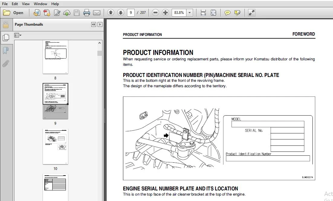 KOMATSU PC09-1 HYDRAULIC EXCAVATOR OPERATION & MAINTENANCE MANUAL (SN:PC09-1 10731 and up) KOMATSU PC09-1 - PDF DOWNLOAD - Image 3