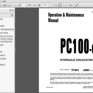 KOMATSU PC100-6 HYDRAULIC EXCAVATOR OPERATION & MAINTENANCE MANUAL (SN:J20001 & UP) KOMATSU PC100-6 - pdf download