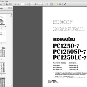 KOMATSU PC1250-7 PC1250SP-7 PC1250LC-7 SERVICE REPAIR MANUAL (SN:20001 & UP ) - PDF Download