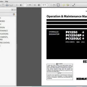KOMATSU PC1250-8 PC1250SP-8 PC1250LC -8 HYDRAULIC EXCAVATOR OPERATION & MAINTENANCE MANUAL (SN:30052 &  UP) - PDF DOWNLOAD