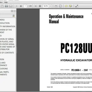 KOMATSU PC128UU-1 HYDRAULIC EXCAVATOR Operation & Maintenance Manual (SN:2347 and up) KOMATSU PC128UU-1