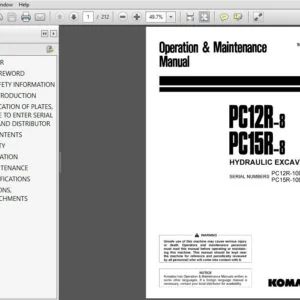 Komatsu Hydraulic Excavator PC12R-8 PC15R-8 Operation & Maintenance Manual SN 10001 And Up - PDF DOWNLOAD