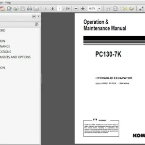 KOMATSU PC130-7K HYDRAULIC EXCAVATOR Operation & Maintenance Manual (SN:70001 and up) KOMATSU PC130 7K - PDF DOWNLOAD