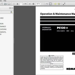 KOMATSU PC130-8 HYDRAULIC EXCAVATOR OPERATION & MAINTENANCE MANUAL (SN:80001 & UP) KOMATSU PC130 8 - PDF DOWNLOAD