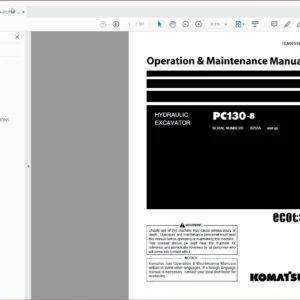 KOMATSU PC130-8 HYDRAULIC EXCAVATOR OPERATION & MAINTENANCE MANUAL (SN:82555 & UP) KOMATSU PC130-8 - PDF DOWNLOAD