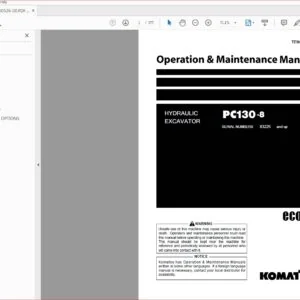 KOMATSU PC130-8 HYDRAULIC EXCAVATOR OPERATION & MAINTENANCE MANUAL (SN:83225 & UP) KOMATSU PC130-8 - PDF DOWNLOAD