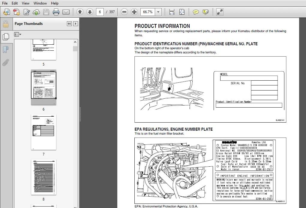 KOMATSU PC138US-8 PC138USLC-8 HYDRAULIC EXCAVATOR OPERATION & MAINTENANCE MANUAL (SN:20001 & UP) - PDF DOWNLOAD - Image 4