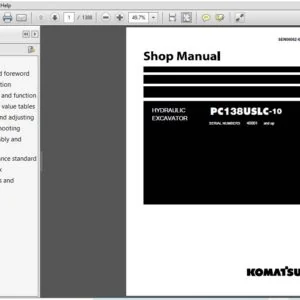 KOMATSU PC138USLC-10 HYDRAULIC EXCAVATOR SERVICE REPAIR MANUAL (SN:4001 & UP) - PDF DOWNLOAD