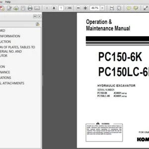 KOMATSU PC150-6K PC150LC-6K HYDRAULIC EXCAVATOR Operation & Maintenance Manual (UEAM000403) - PDF DOWNLOAD