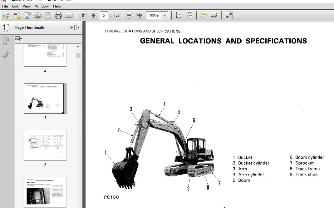 Komatsu PC150-3 Series Excavator Operator Manual (SEAM021K0303) PDF - Image 2