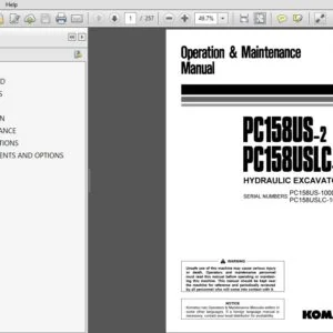 KOMATSU PC158US-2 PC158USLC-2 HYDRAULIC EXCAVATOR OPERATION & MAINTENANCE MANUAL (SN:10001 & UP) - PDF DOWNLOAD