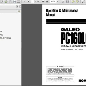 KOMATSU PC160LC-7 HYDRAULIC EXCAVATOR OPERATION & MAINTENANCE MANUAL (SN:11001 & UP) - PDF DOWNLOAD