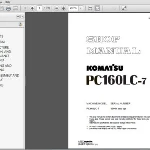 KOMATSU PC160LC-7 SERVICE REPAIR MANUAL (SN:10001 &  UP) - PDF DOWNLOAD