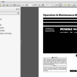 KOMATSU PC160LC-7E0 HYDRAULIC EXCAVATOR OPERATION & MAINTENANCE MANUAL (SN:20001 & UP) KOMATSU PC160LC-7E0 - PDF DOWNLOAD