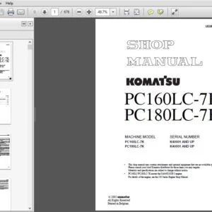 KOMATSU PC160LC-7K PC180LC-7K SERVICE REPAIR MANUAL (SN:K40001 & UP) KOMATSU PC160LC-7K - PDF DOWNLOAD