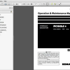 KOMATSU PC160LC-8 HYDRAULIC EXCAVATOR OPERATION & MAINTENANCE MANUAL (SN:25001 and up) KOMATSU PC160LC-8 - PDF DOWNLOAD
