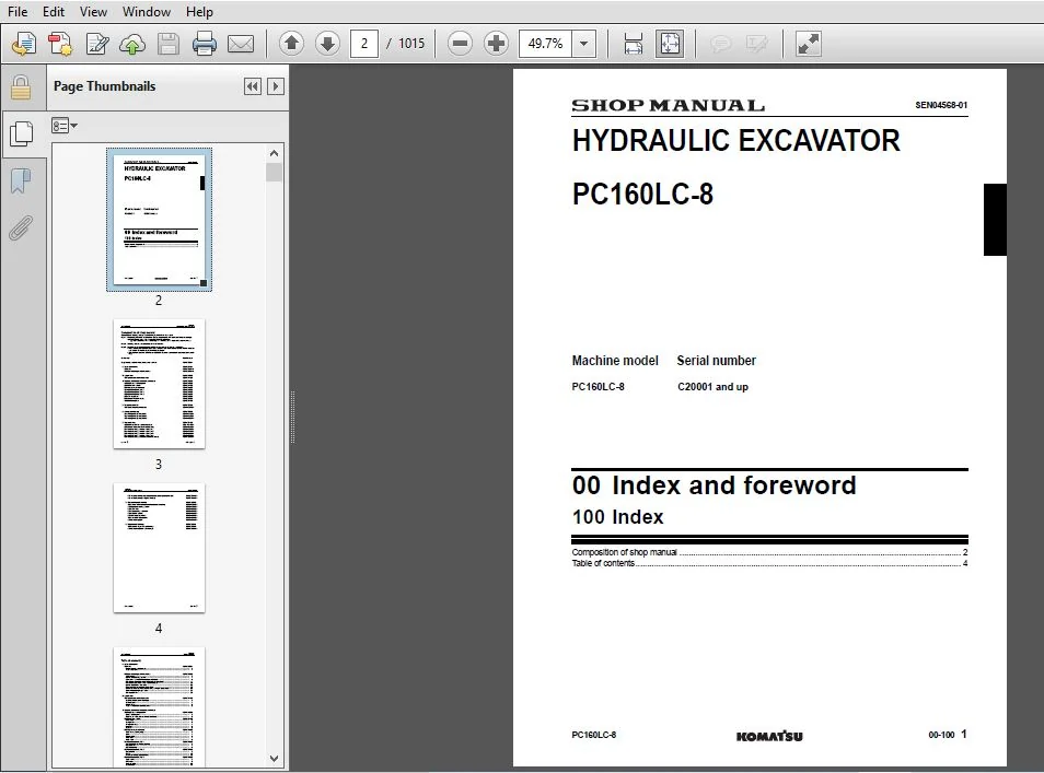 KOMATSU PC160LC-8 HYDRAULIC EXCAVATOR SERVICE REPAIR MANUAL (SN:C20001 & UP) - PDF DOWNLOAD - Image 2