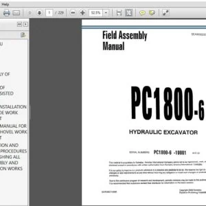 KOMATSU PC1800-6 HYDRAULIC EXCAVATOR FIELD ASSEMBLY MANUAL (SN:10001 & UP) - PDF DOWNLOAD