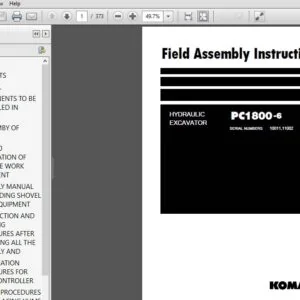 KOMATSU PC1800-6 HYDRAULIC EXCAVATOR Field Assembly Instruction (SN:10011,11002 and up) KOMATSU PC1800 6 - PDF DOWNLOAD