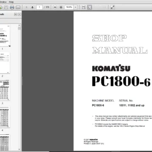 KOMATSU PC1800-6 SERVICE REPAIR MANUAL (SN:10011, 11002 and up) - PDF DOWNLOAD