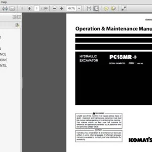 KOMATSU PC18MR-3 HYDRAULIC EXCAVATOR OPERATION & MAINTENANCE MANUAL (SN:20994 & up) KOMATSU PC18MR-3 - PDF DOWNLOAD
