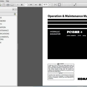 KOMATSU PC18MR-3 HYDRAULIC EXCAVATOR OPERATION & MAINTENANCE MANUAL (SN:21114 & UP) KOMATSU PC18MR 3 - PDF Download