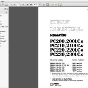 KOMATSU  PC200, 200LC-6 PC210,210LC-6 PC220,220LC-6 PC230, 230LC-6 SERVICE REPAIR MANUAL - PDF DOWNLOAD