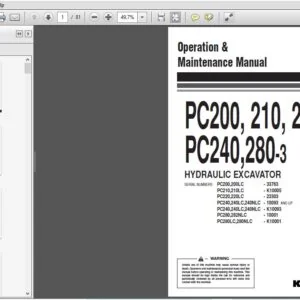 KOMATSU PC200, 210, 220-3 PC240,280-3 HYDRAULIC EXCAVATOR Operation & Maintenance Manual (SEAM02050307) - PDF DOWNLOAD
