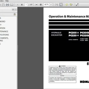 KOMATSU PC200-8 PC200LC-8 PC220-8 PC220LC-8 HYDRAULIC EXCAVATOR OPERATION & MAINTENANCE MANUAL (TEN00205-04) - PDF DOWNLOAD