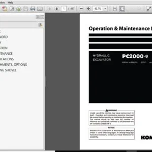 KOMATSU PC2000-8 HYDRAULIC EXCAVATOR OPERATION & MAINTENANCE MANUAL (SN:20001 & UP) KOMATSU PC2000-8 - PDF DOWNLOAD