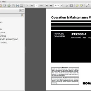 KOMATSU PC2000-8 HYDRAULIC EXCAVATOR OPERATION & MAINTENANCE MANUAL (SN:20223 & UP) KOMATSU PC2000-8 - pdf download