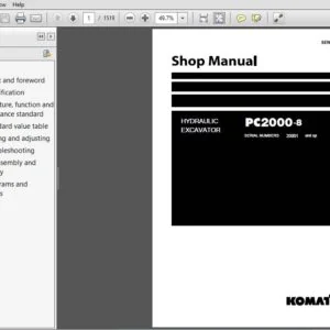 KOMATSU PC2000-8 HYDRAULIC EXCAVATOR SHOP MANUAL(SEN01607-19)-PDF Download