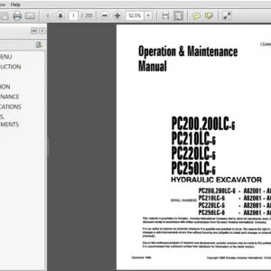 KOMATSU PC200,200LC PC210LC-6 Pc220LC-6 PC25OLC-6 HYDRAULIC EXCAVATOR OPERATION & MAINTENANCE MANUAL (SN:A82001 & UP) - PDF DOWNLOAD