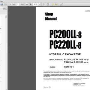 KOMATSU PC200LL-8 PC220LL-8 HYDRAULIC EXCAVATOR SERVICE REPAIR MANUAL - PDF DOWNLOAD