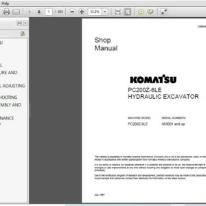 KOMATSU PC200Z-6LE HYDRAULIC EXCAVATOR SERVICE REPAIR MANUAL (SN:A83001 & UP) KOMATSU PC200Z-6LE - PDF DOWNLOAD
