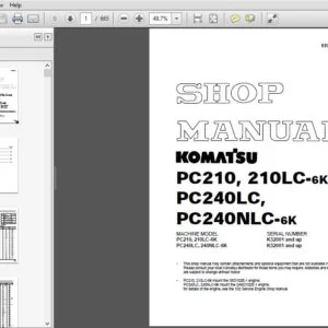 KOMATSU PC210, 210LC-6K PC240LC, PC240NLC-6K SERVICE REPAIR MANUAL (SN:K32001 and up) - PDF DOWNLOAD
