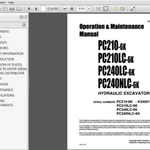 KOMATSU PC210-6K PC210LC-6K PC240LC-6K PC240NLC-6K OPERATION & MAINTENANCE MANUAL (SN:K34001 & UP) - PDF DOWNLOAD