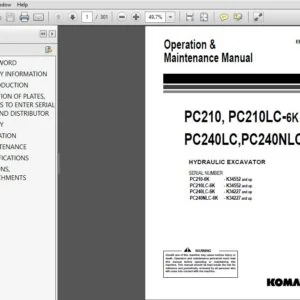 KOMATSU PC210, PC210LC-6K PC240LC,PC240NLC-6K HYDRAULIC EXCAVATOR Operation & Maintenance Manual (EEAM006011) - PDF DOWNLOAD