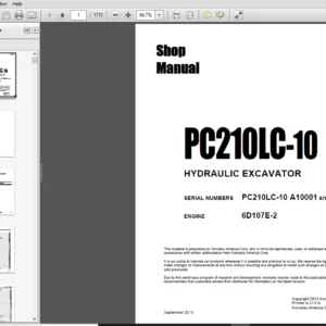 KOMATSU PC210LC-10 HYDRAULIC EXCAVATOR SHOP REPAIR MANUAL SL NO A10001 & up - PDF DOWNLOAD