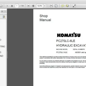 KOMATSU PC270LC-6LE HYDRAULIC EXCAVATOR SERVICE REPAIR MANUAL (SN:A83001 & UP) KOMATSU PC270LC-6LE