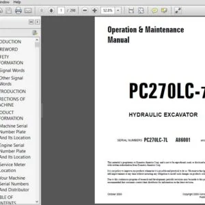 KOMATSU PC270LC-7L HYDRAULIC EXCAVATOR Operation & Maintenance Manual (SN:A86001 and UP) - PDF DOWNLOAD