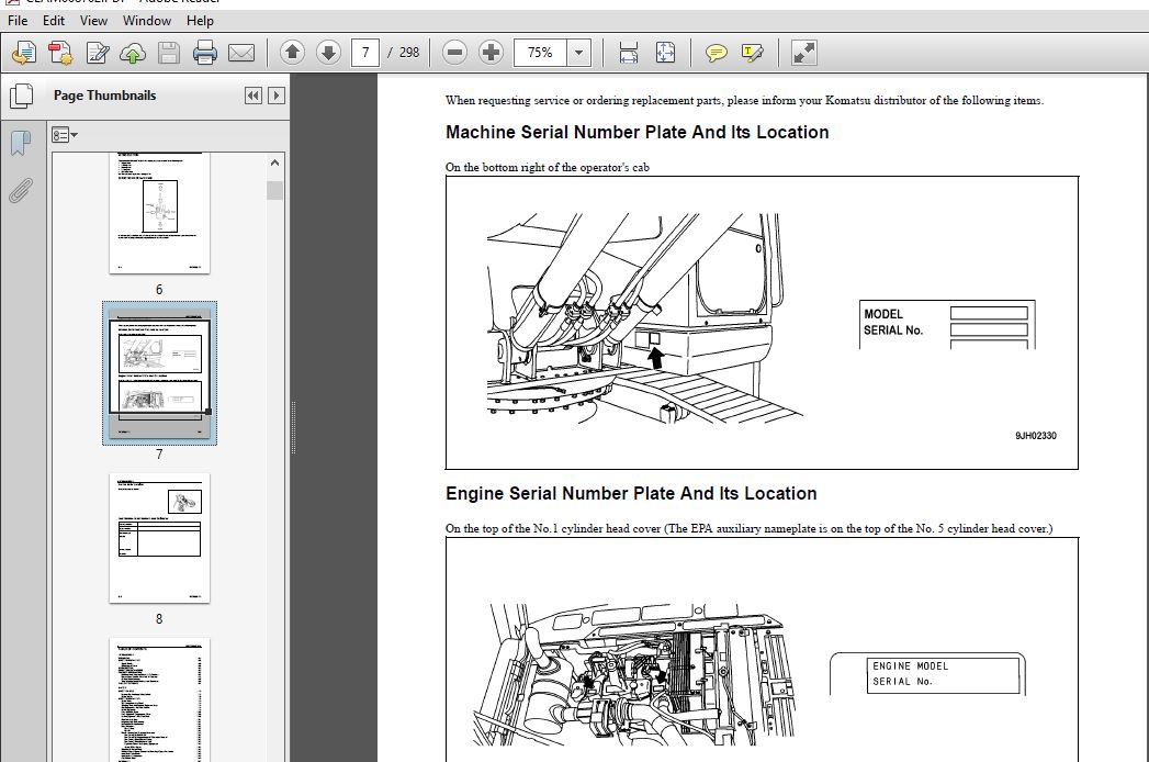 KOMATSU PC270LC-7L HYDRAULIC EXCAVATOR Operation & Maintenance Manual ...