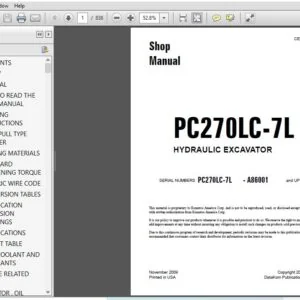 KOMATSU PC270LC-7L HYDRAULIC EXCAVATOR SERVICE REPAIR MANUAL (A86001 & UP) - PDF DOWNLOAD