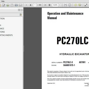 KOMATSU PC270LC-8 HYDRAULIC EXCAVATOR Operation and Maintenance Manual (SN:A87001 & UP) - PDF DOWNLOAD