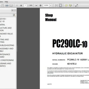 KOMATSU PC290LC-10 HYDRAULIC EXCAVATOR SERVICE REPAIR MANUAL (SN:A25001 & UP) KOMATSU PC290LC 10 - PDF DOWNLOAD