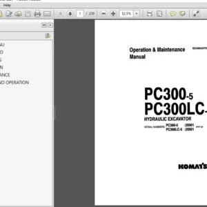 KOMATSU PC300-5 PC300LC-5 HYDRAULIC EXCAVATOR OPERATION & MAINTENANCE MANUAL (SN:20001 & UP) - PDF DOWNLOAD