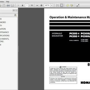 KOMATSU PC300-8 PC300LC-8 PC350-8 PC350LC-8 HYDRAULIC EXCAVATOR OPERATION & MAINTENANCE MANUAL (SN:60001 & UP) - PDF DOWNLOAD