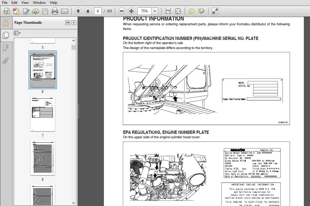 KOMATSU PC300-8 PC300LC-8 PC350-8 PC350LC-8 HYDRAULIC EXCAVATOR OPERATION & MAINTENANCE MANUAL (SN:60001 & UP) - PDF DOWNLOAD - Image 4